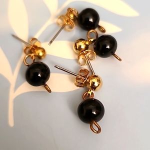 Earrings  - Posts - Black Onyx on Gold Metal